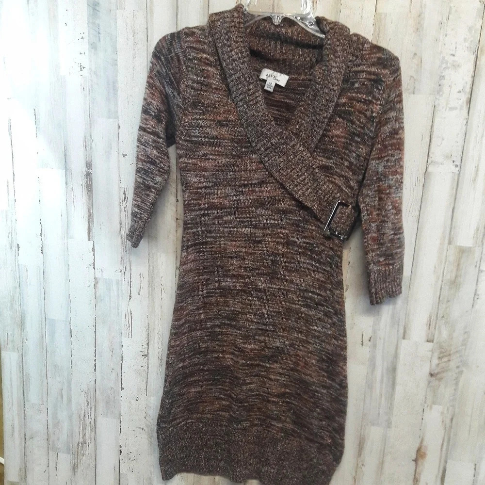 Alyx Limited Brown Sweater Dress Belted Knit Short v6x
